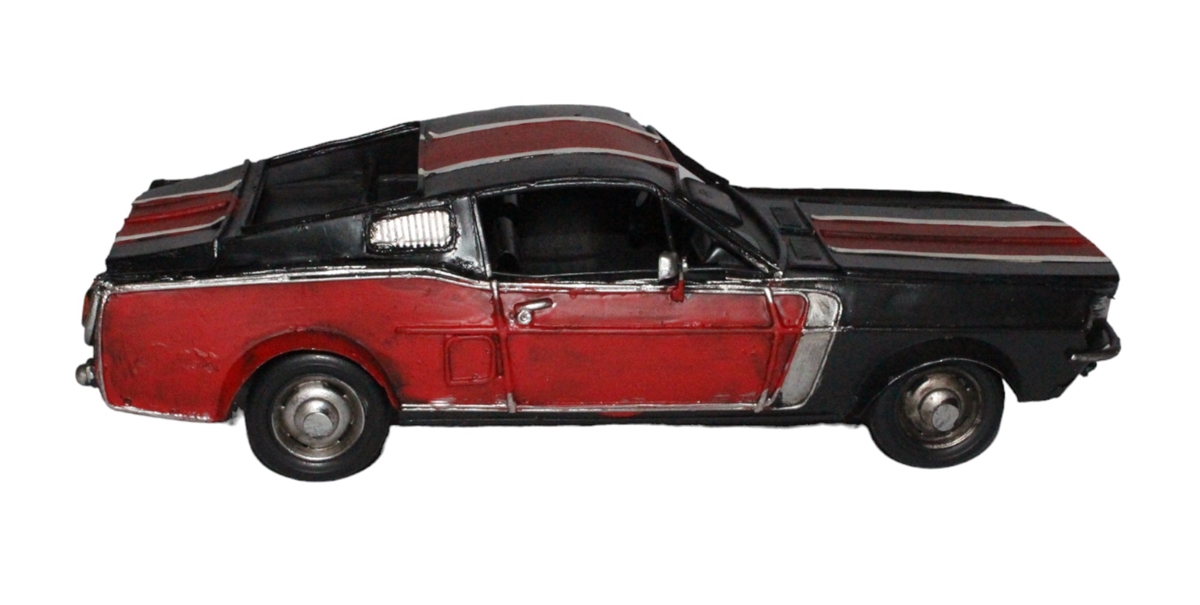 Blechauto Nostalgie Muscle Car in rot und schwarz Oldtimer Auto Modellauto L 32 cm aus Blech