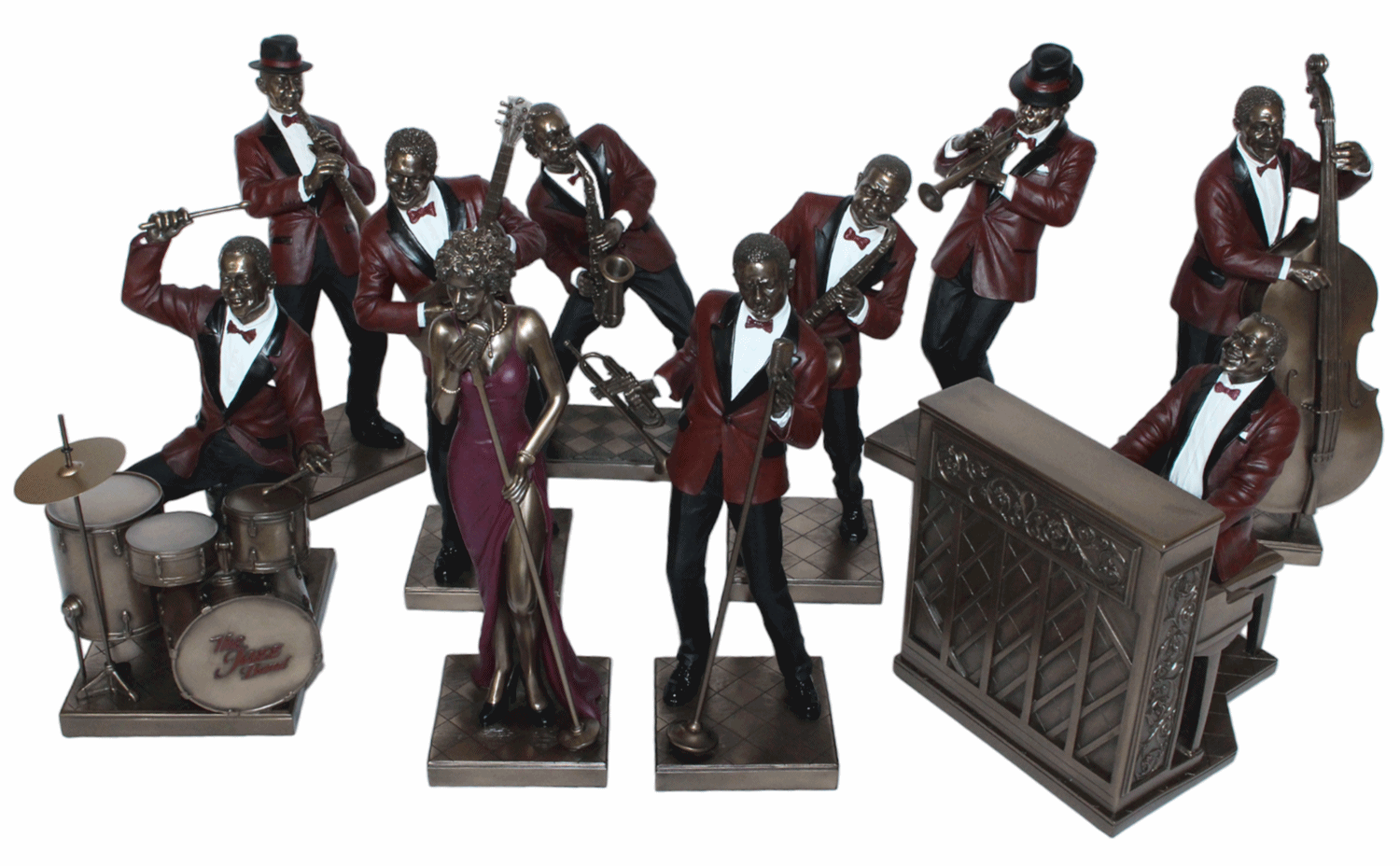 Deko Jazz Figuren 10er Satz Musiker Figuren H 22,5-32 cm Dekofigur Jazz Band