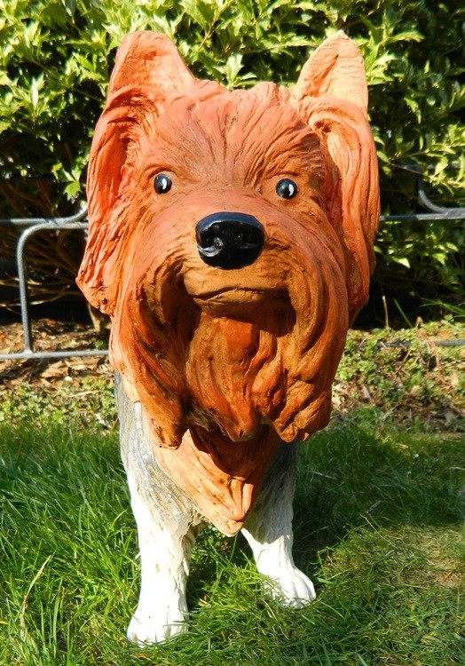 Dekorationsfigur Hund Yorkshire Terrier H 34 cm Dekofigur aus Kunstharz