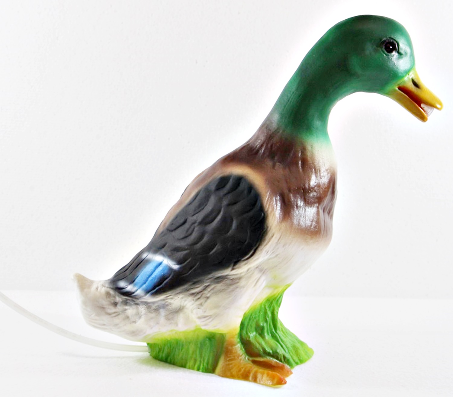 Deko Garten Figur Dekofigur Teichfigur Ente Wasserspeier stehend bunt aus Kunststoff Höhe 30 cm