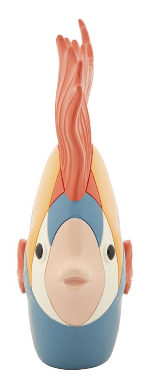 Dekofigur Fischfigur abstrakter schwimmender bunter Fisch Skulptur mit kubistischem Motiv H 25 cm
