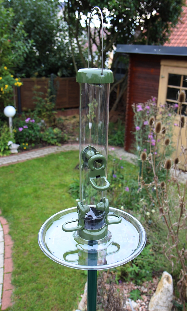 Futtersäule Ring-Pull midi mit Stab, Futterteller und Fülltrichter Vogelfutterspender wetterfest