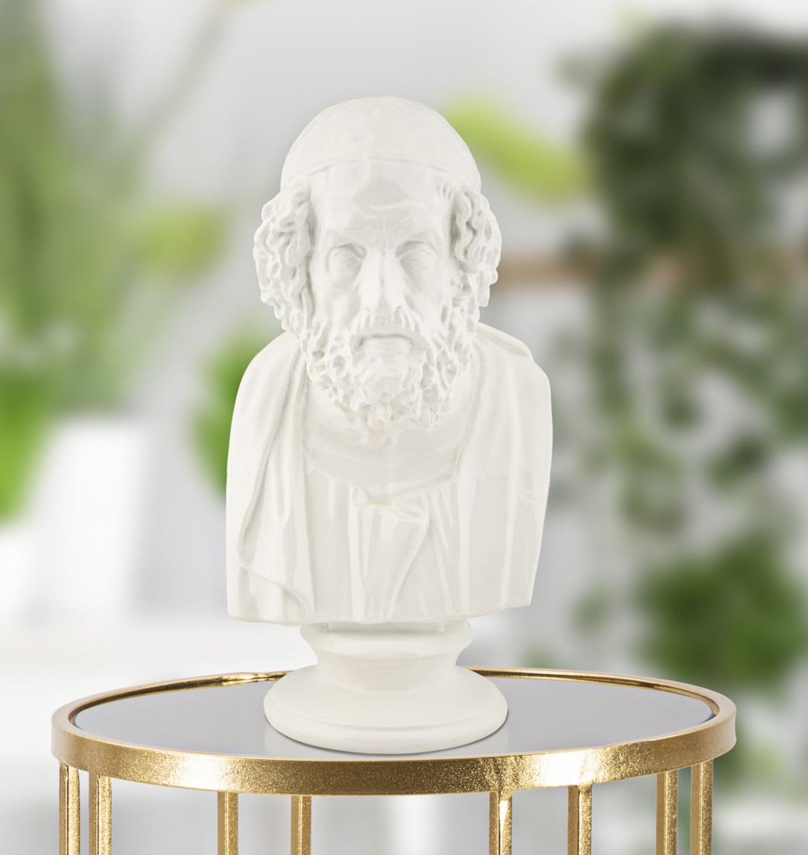 Dekofigur klassische Männerbüste Denker Replikat griechischer Weise Statue in Weiß H 25 cm