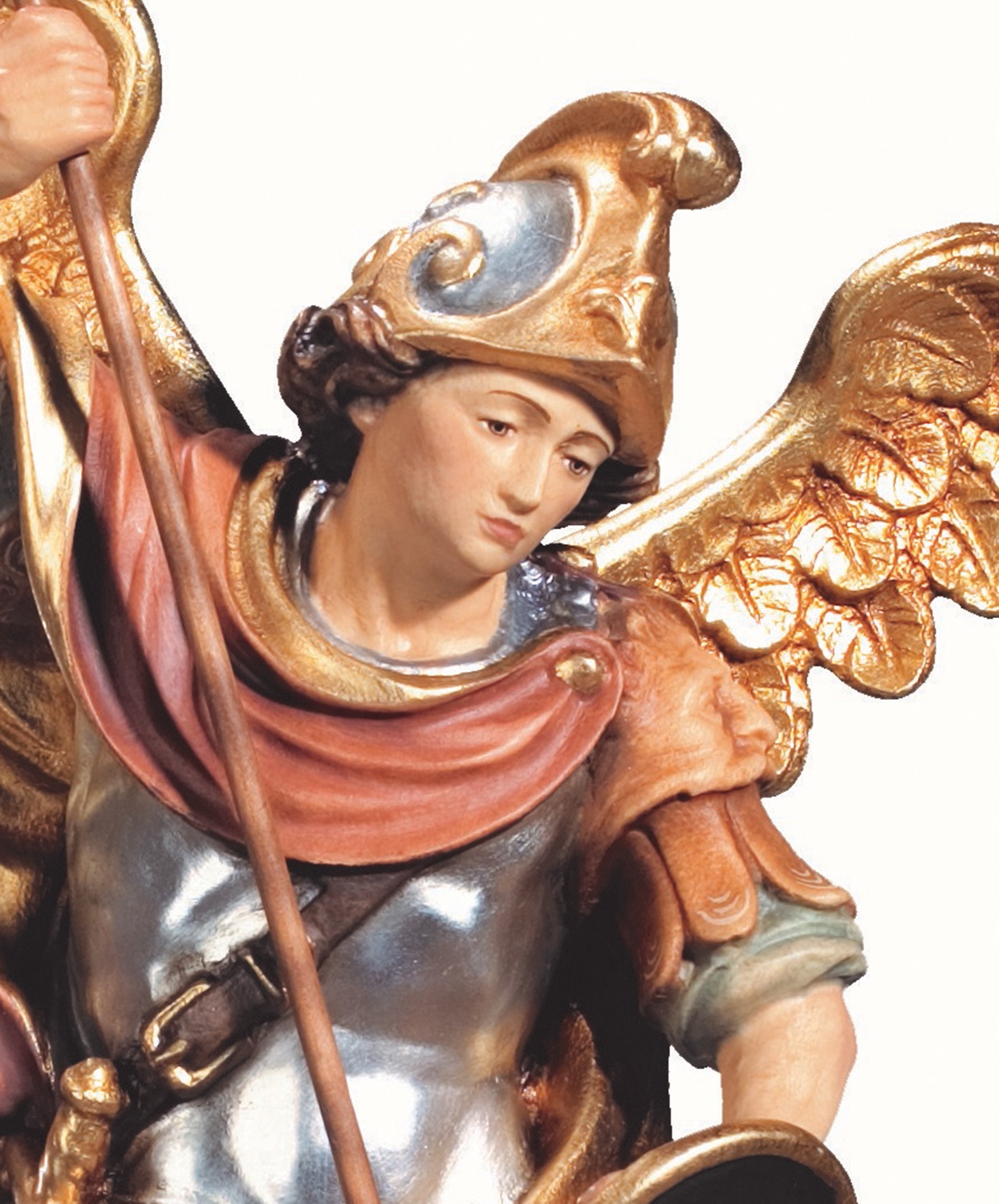 Heiligenfigur Heiliger Erzengel Michael H 15 cm Holzfigur Schutzpatron Statue aus Ahornholz