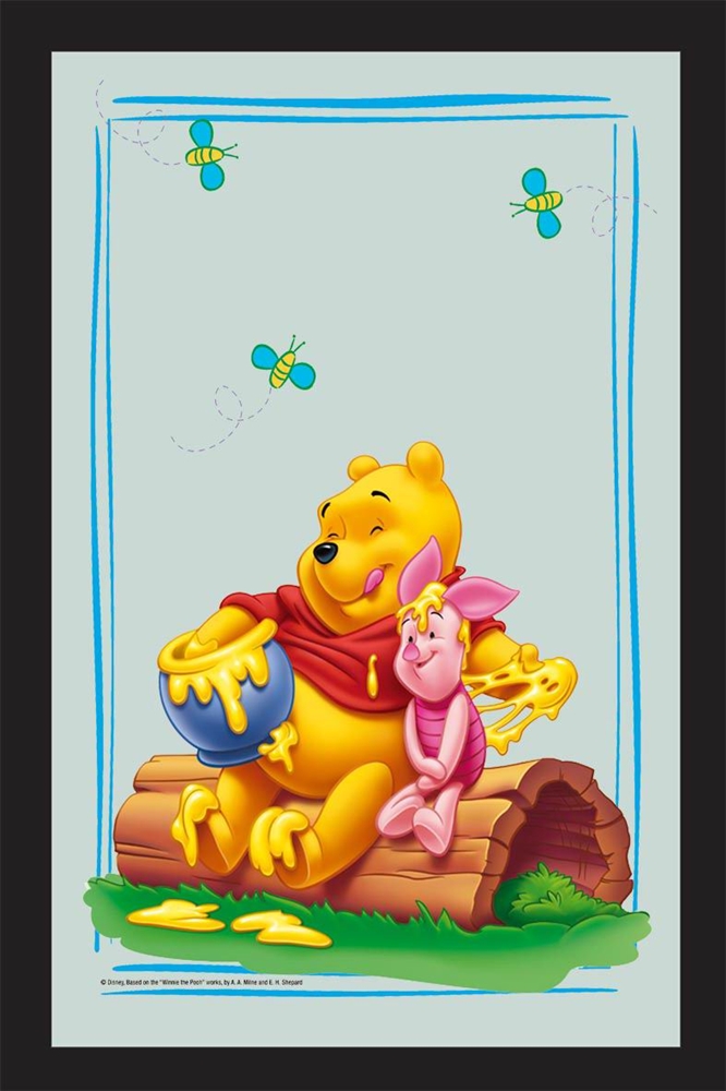 Set: 2 Spiegelbilder Winnie Pooh Kinderzimmer Deko 30x20 cm Wandbilder Hinterglasdruck mit Rahmen