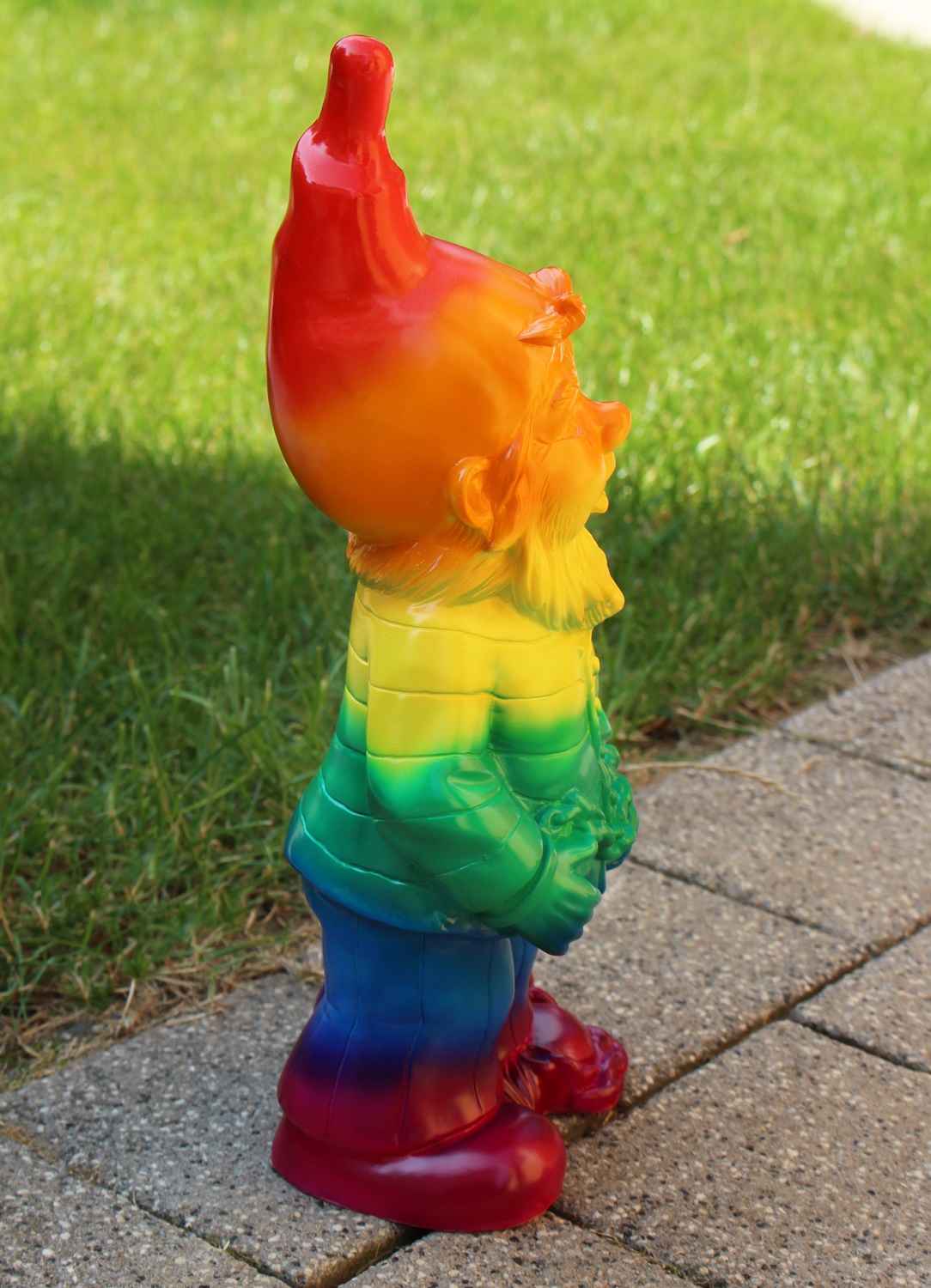 3-er Satz Gartenzwerge Zwerg Mittelfinger Bewegungsmelder, schwules Paar, Häftling Regenbogen Pride