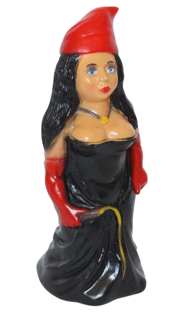 Gartenzwerg Domina Zwergenfrau 30 cm aus Kunststoff - Humorvolle Dekofigur für Garten & Innenbereich