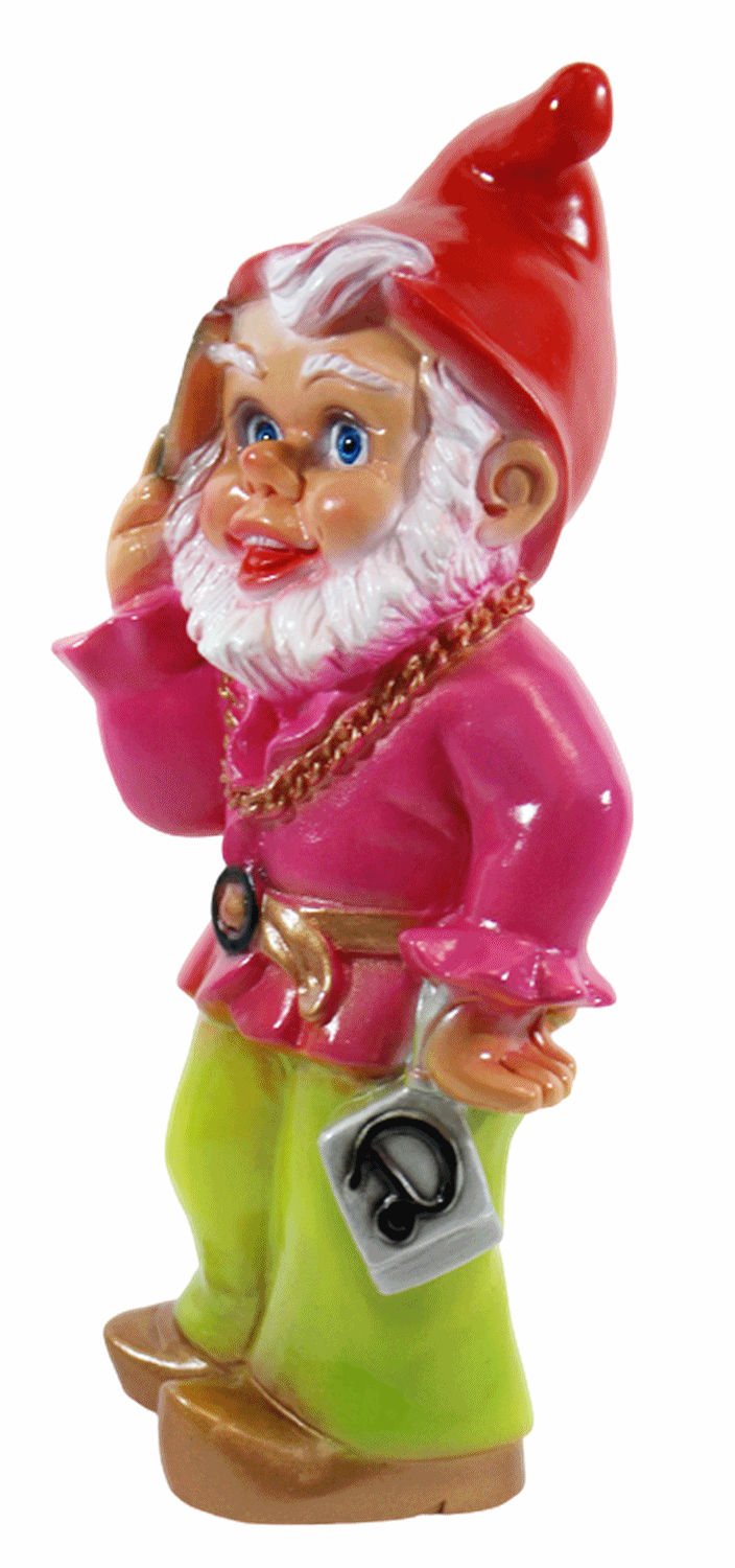 Gartenzwerg Deko Garten Figur Zwerg Cross-Dresser Mann als Frau verkleidet aus Kunststoff H 32 cm