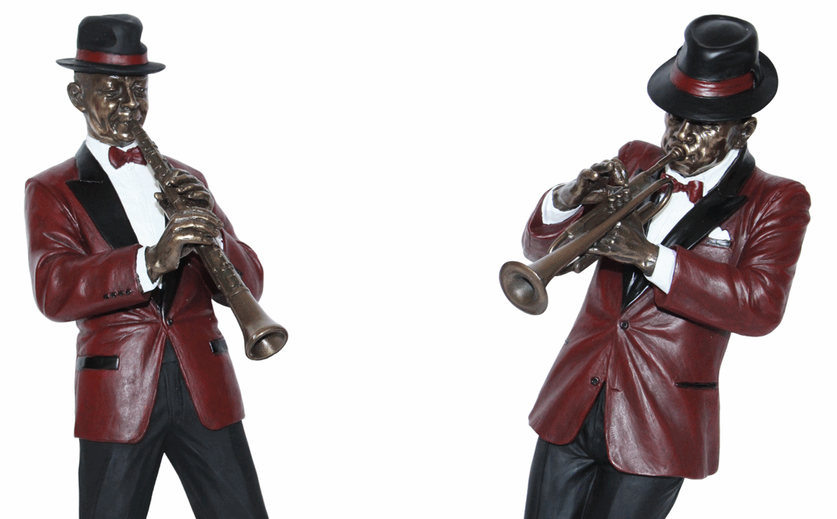 Deko Figur Jazz Musiker Figuren Trompeter und Klarinettist H 30 cm Dekofigur Jazz Band