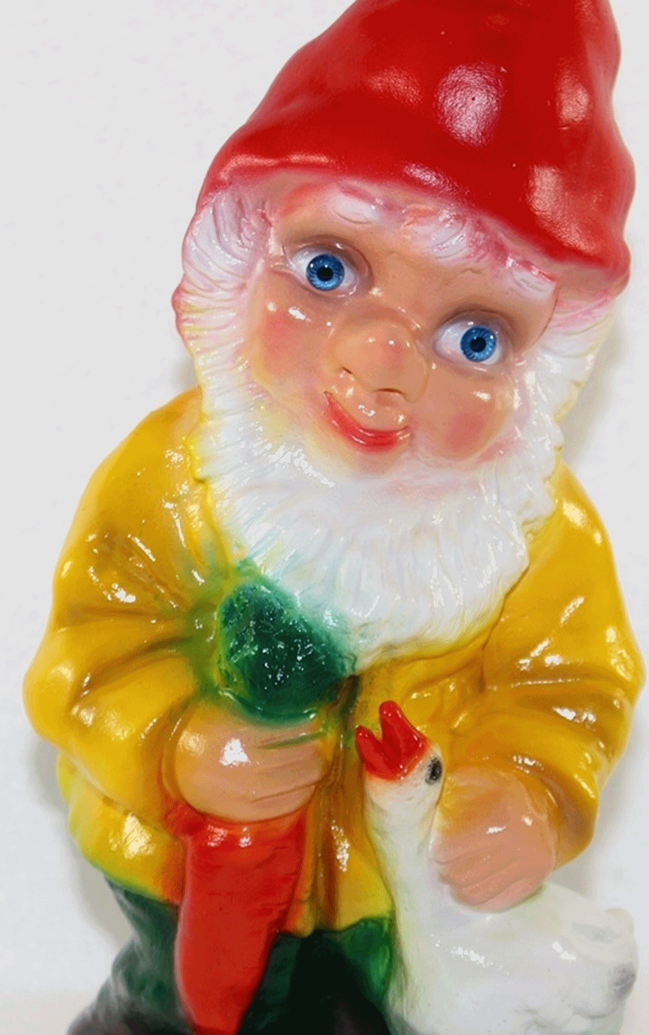 Deko Figur Zwerg H 33 cm Gartenzwerg mit Gans und Karotte stehend Gartenfigur aus Kunststoff