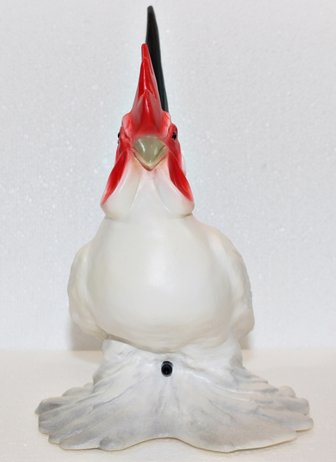 Deko Figur Hahn weiß-schwarz H 30 cm Hahnfigur Gartenfigur mit Scherz Bewegungsmelder Kikeriki