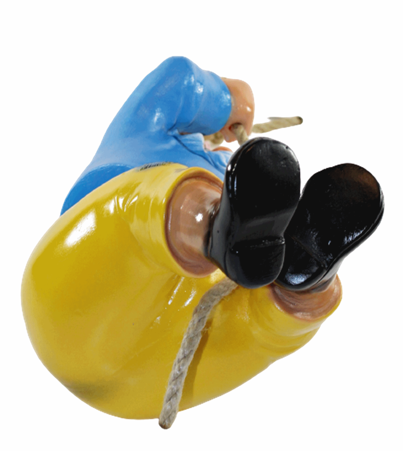 Gartenzwerg Deko Gartenfigur Zwerg am Seil hängend kletternd H 38 cm ohne Seil aus Kunststoff