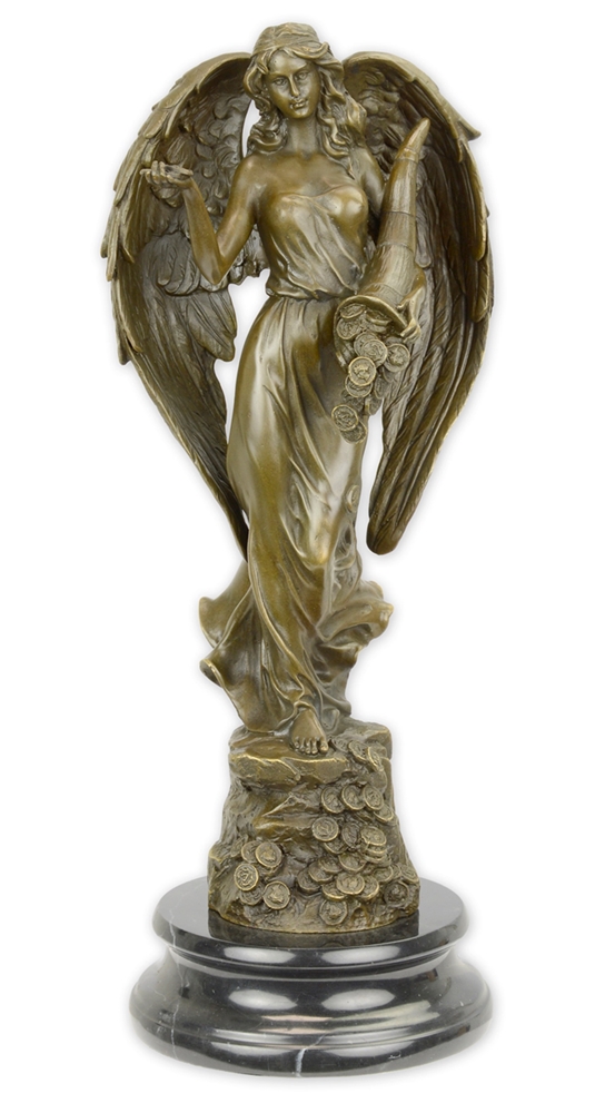 Bronzefigur Tyche, Fortuna H 33,5 cm römische/ griechische Mythologie Deko Skulptur aus Bronze