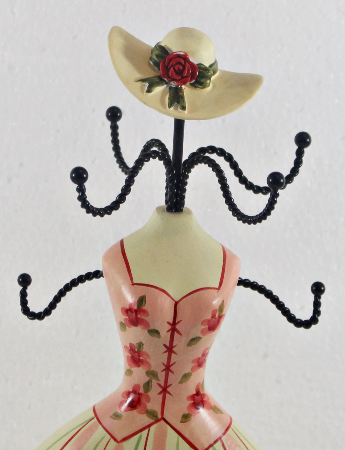 Schmuckbüste Beauty Figur Deko Modefigur Nostalgiefigur weiß rosa Torso mit Blümchen H 30 cm