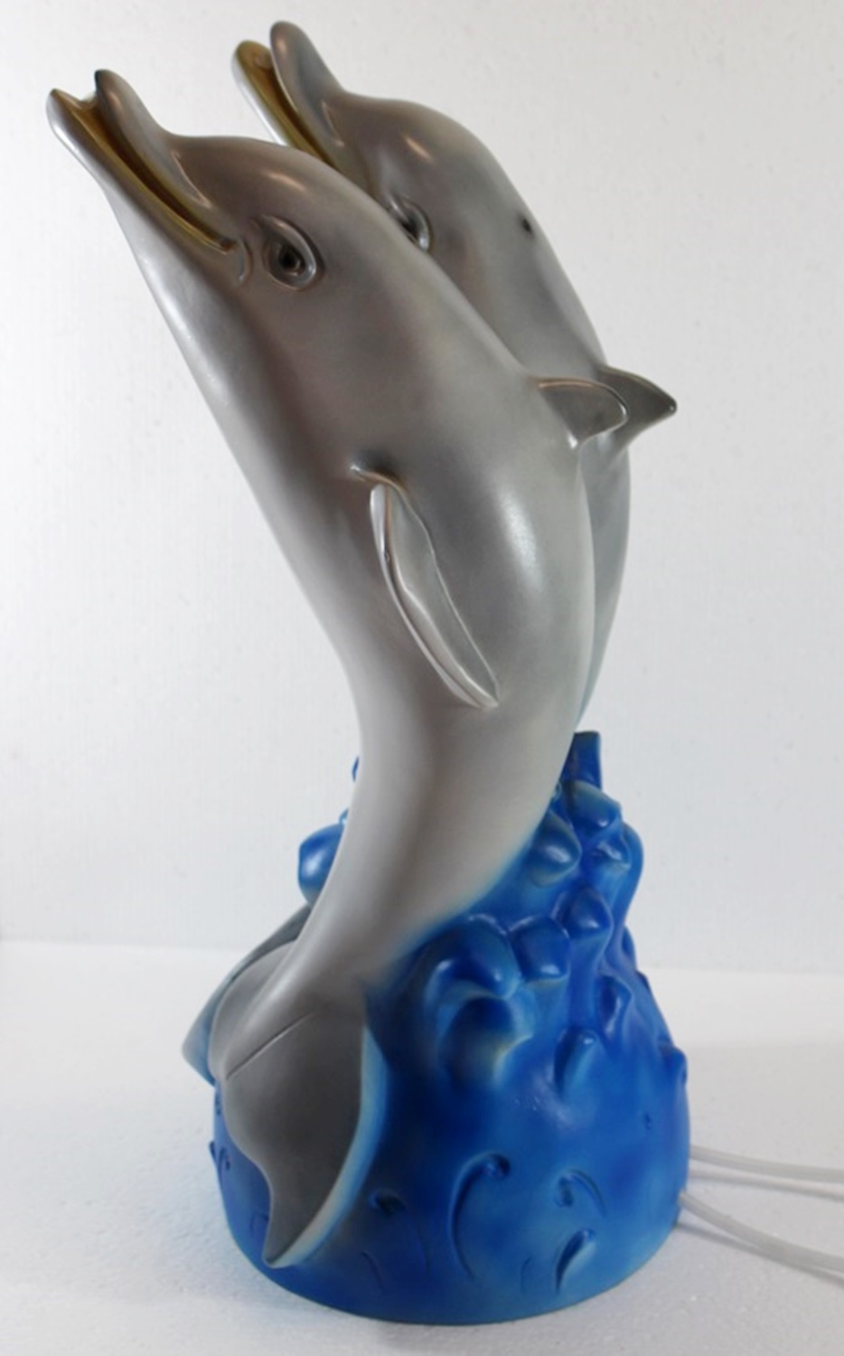 Deko Garten Figur Gartenfigur Tierfigur Teichfigur Delfine Paar Wasserspeier aus Kunststoff H 49 cm