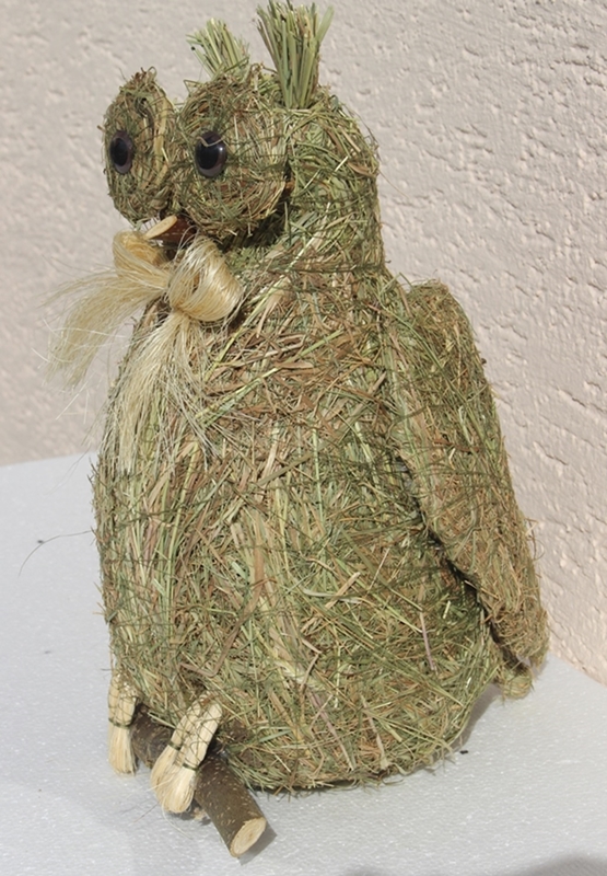 Deko Heu Figur Eule sitzend Heueule Höhe 30 cm Tierfigur aus Naturmaterial Heu zum Basteln Heudeko