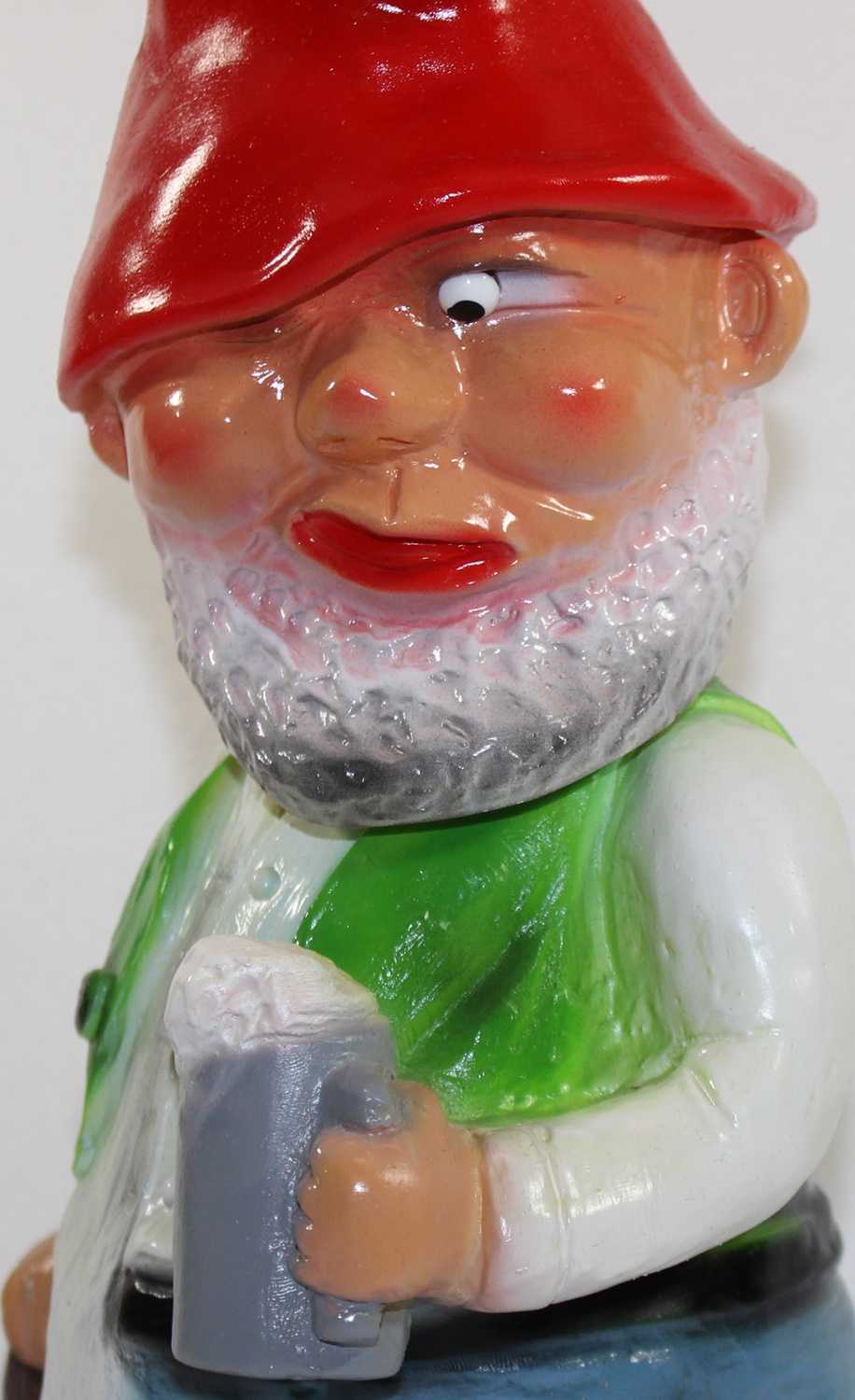 Gartenzwerg Deko Garten Figur Zwerg Säufer stehend betrunken Wackelkopf aus Kunststoff H 32 cm