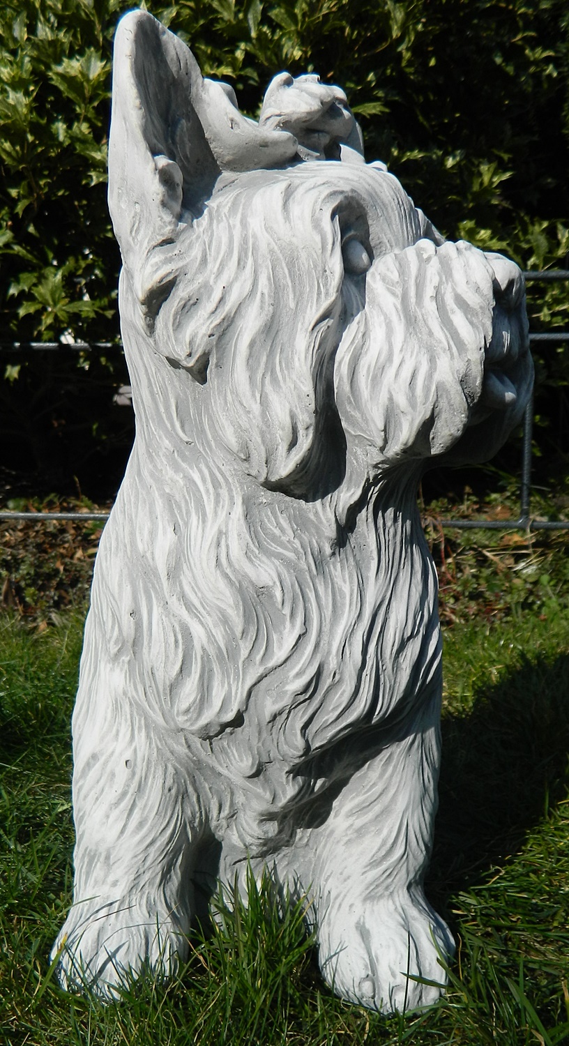 Beton Figur Yorkshire Terrier Hundefigur sitzend groß H 38 cm Dekofigur und Gartenfigur