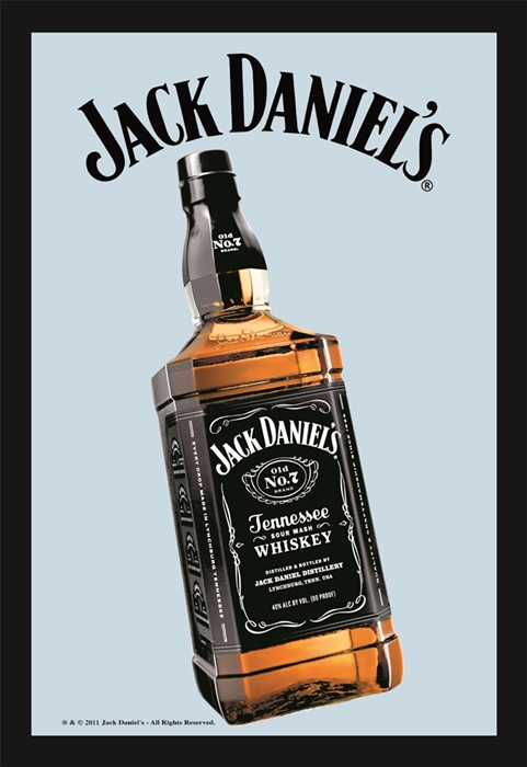 Set: 2 Spiegelbilder Jack Daniel's Whisky Flasche 30x20 cm Wandbilder Hinterglasdruck mit Rahmen