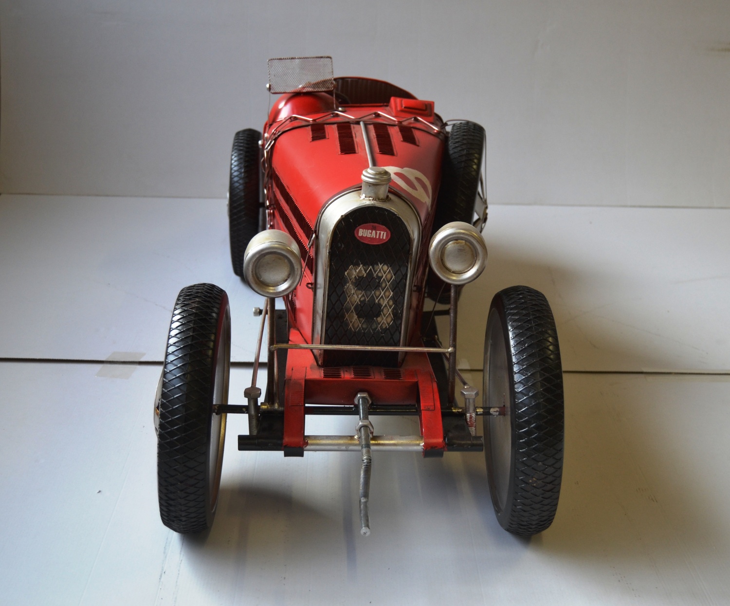 Blechauto Nostalgie Modellauto Oldtimer Automarke Bugatti 35C Rot XXL Modell aus Blech L 120 cm