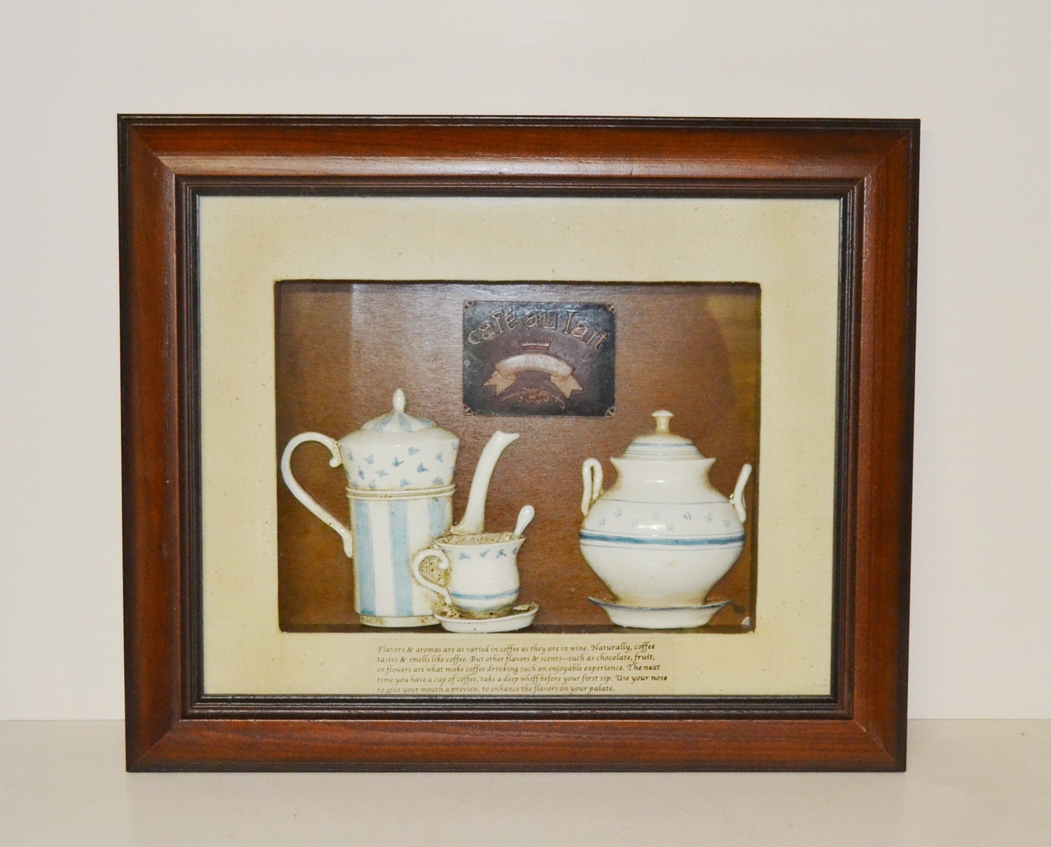 Nostalgie Bild Collagenbild Kaffee Cafe auf lait Holzbilderrahmen zweidimensional Foto B 44 cm