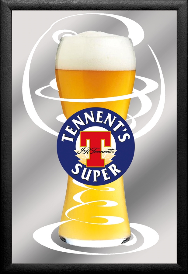Set: 2 Spiegelbilder Tennent's Bier 30x20 cm Bar Deko Dekobilder Wandbilder Hinterglasdruck