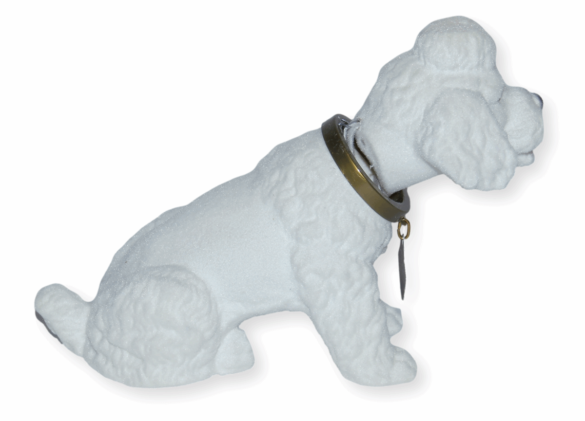 Wackel Figur Hund Pudel Wackelfigur H 13 cm weiß klein Dekofigur mit Wackelkopf