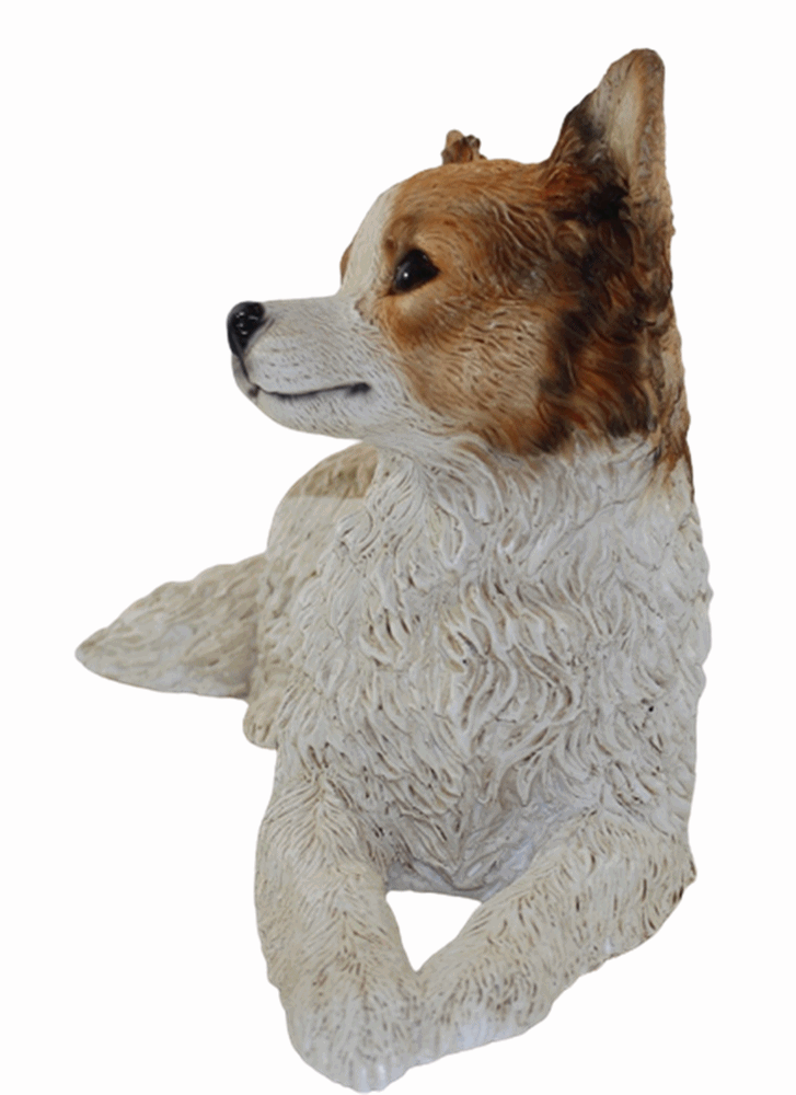Deko Figur Papillon Welpe Hundefigur liegend Kollektion Castagna aus Resin Höhe 21 cm