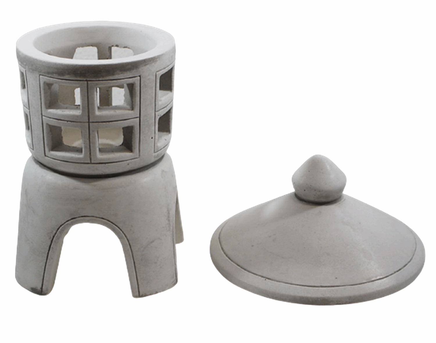 Beton Figur japanische Laterne H 32 cm Gartenskulptur Steinlaterne 2-teilig für Teelicht geeignet