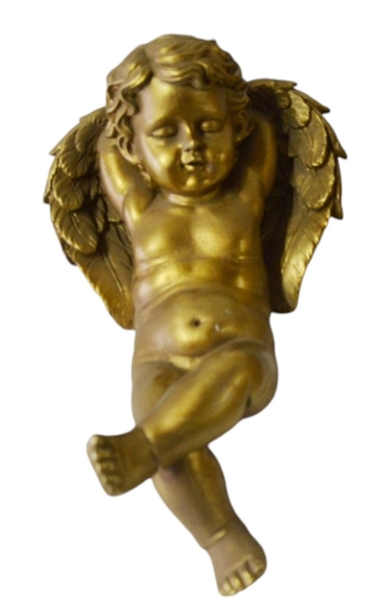 Deko Figur Engelspaar schlafend liegend Höhe 26 cm Dekofiguren Engel Resin gold