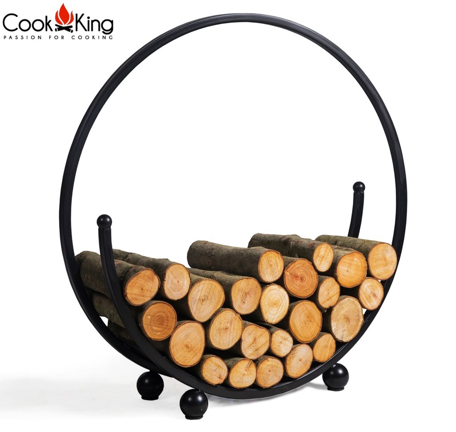 Kaminholzregal "Spiral" H 82 cm Holzregal für Kaminholz Kaminholzablage aus Stahl Kaminholzständer