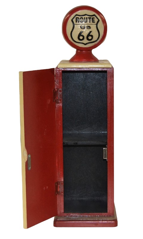 Retro Tanksäule Schrank creme rot - Höhe 61 cm - Zapfsäule Nostalgie Regal aus Holz - Route 66