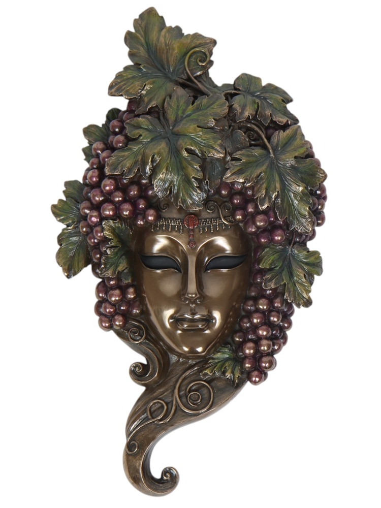 Venezianische Maske „Con l’Uva“ H 30 cm Wanddekoration Dekofigur Maske mit Trauben & Weinlaub