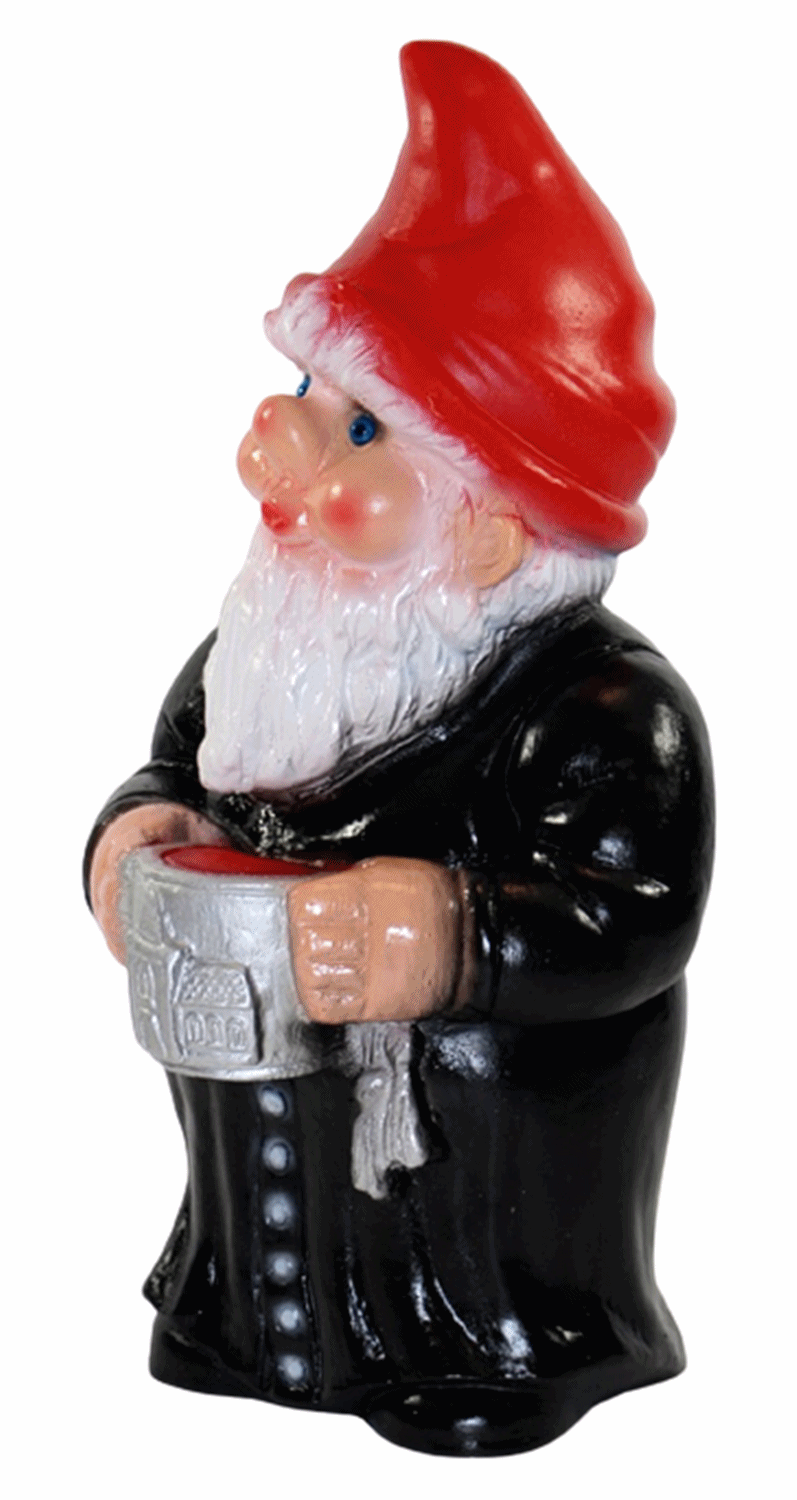Deko Figur Zwerg Mönch H 29 cm Gartenzwerg Pfarrer Gartenfigur stehend aus Kunststoff