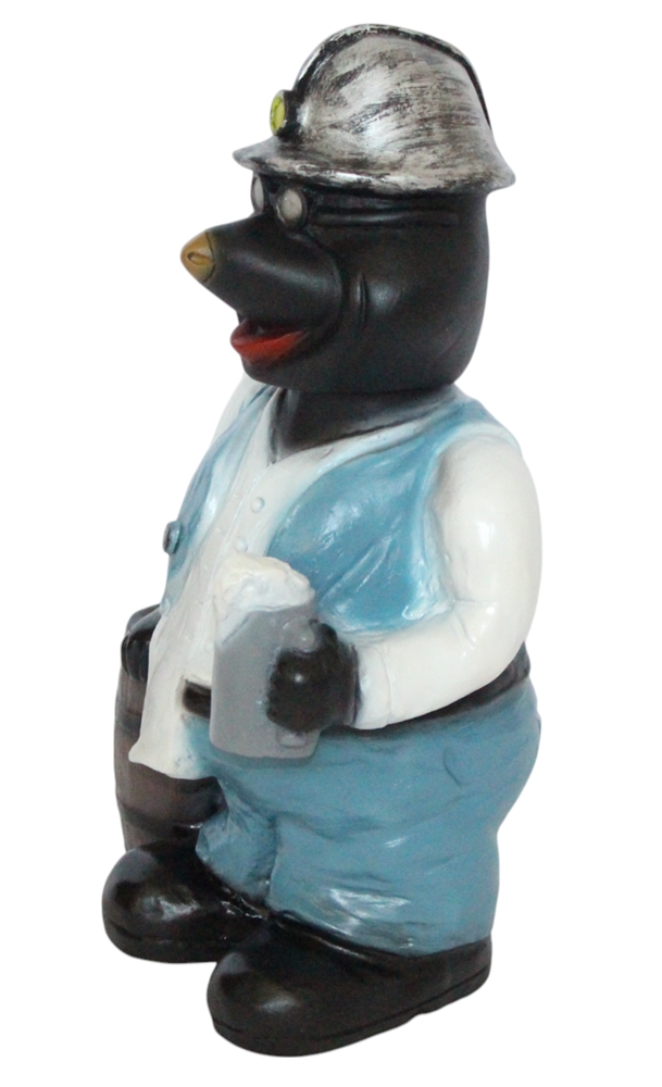 Dekofigur Lustiger Maulwurf Bergarbeiter mit Bierkrug Wackelkopf Figur Höhe 30 cm aus Kunststoff