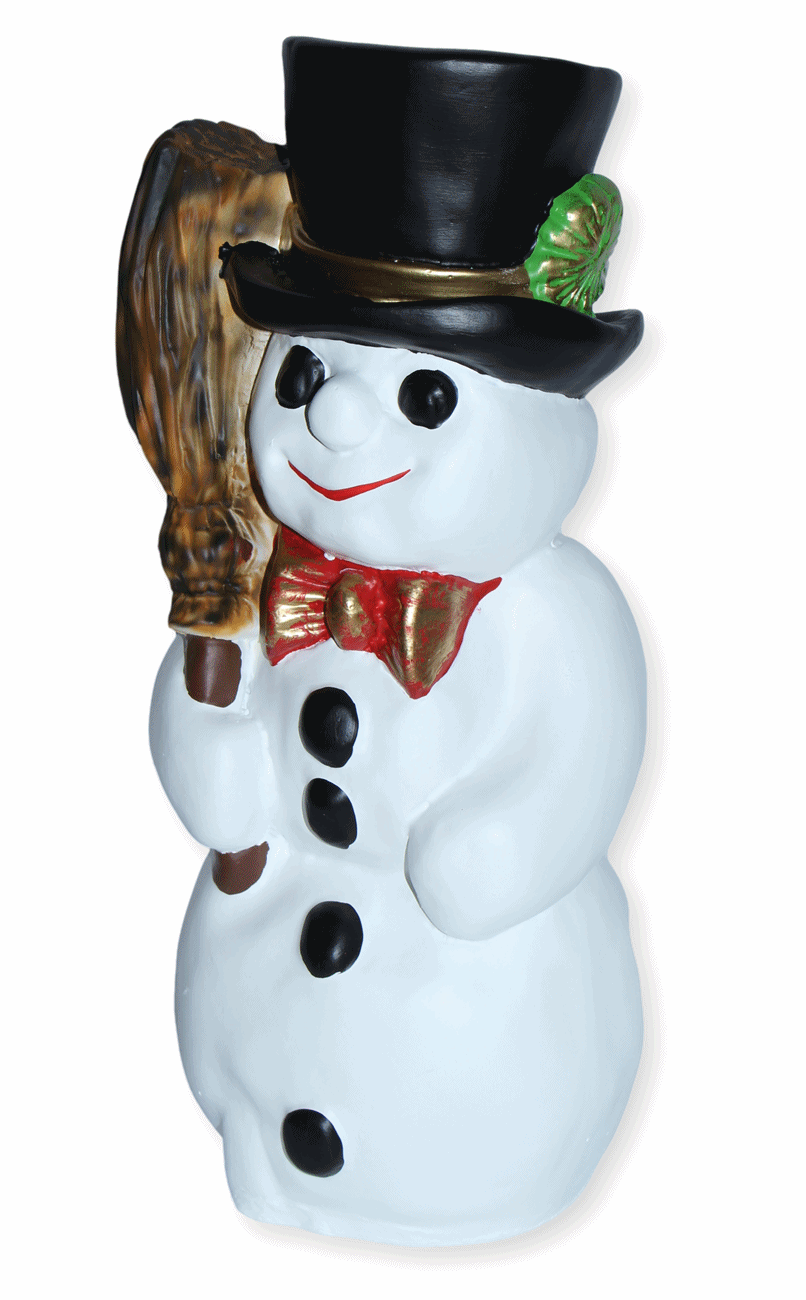 Dekorationsfigur Winterfigur Schneemann mit Besen H 44 cm Deko Figur aus Kunstharz