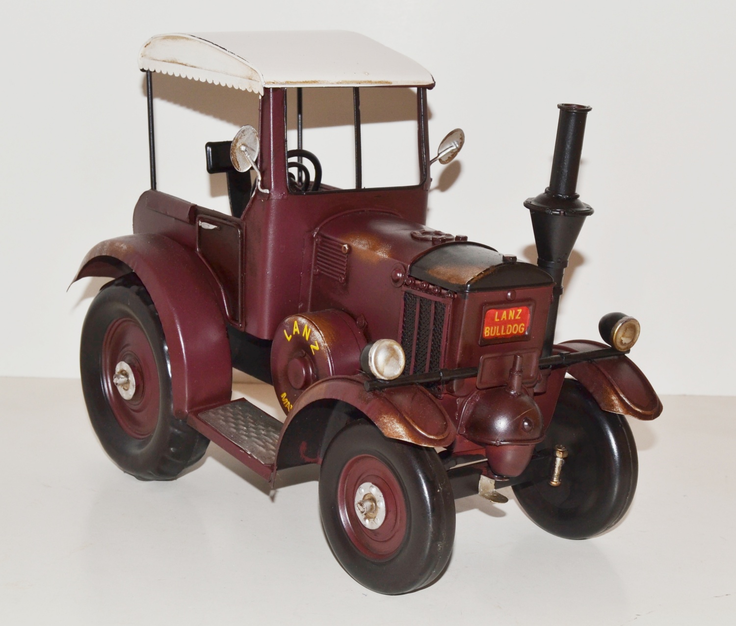 Blechtraktor Nostalgie Modellauto Oldtimer Marke Lanz Eilbulldog HR 8 Traktor aus Blech L 30 cm