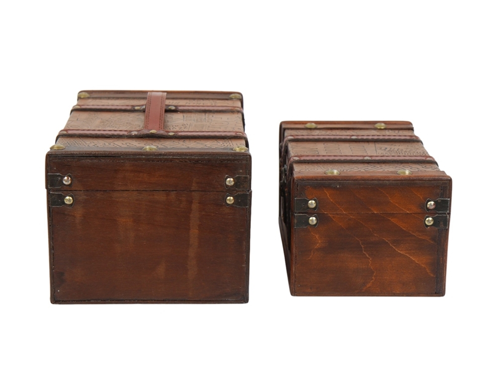 Deko Vintage Koffer 2-er Satz hochwertige dekorative Holztruhen Schatzkisten Retro-Stil L 28/24 cm