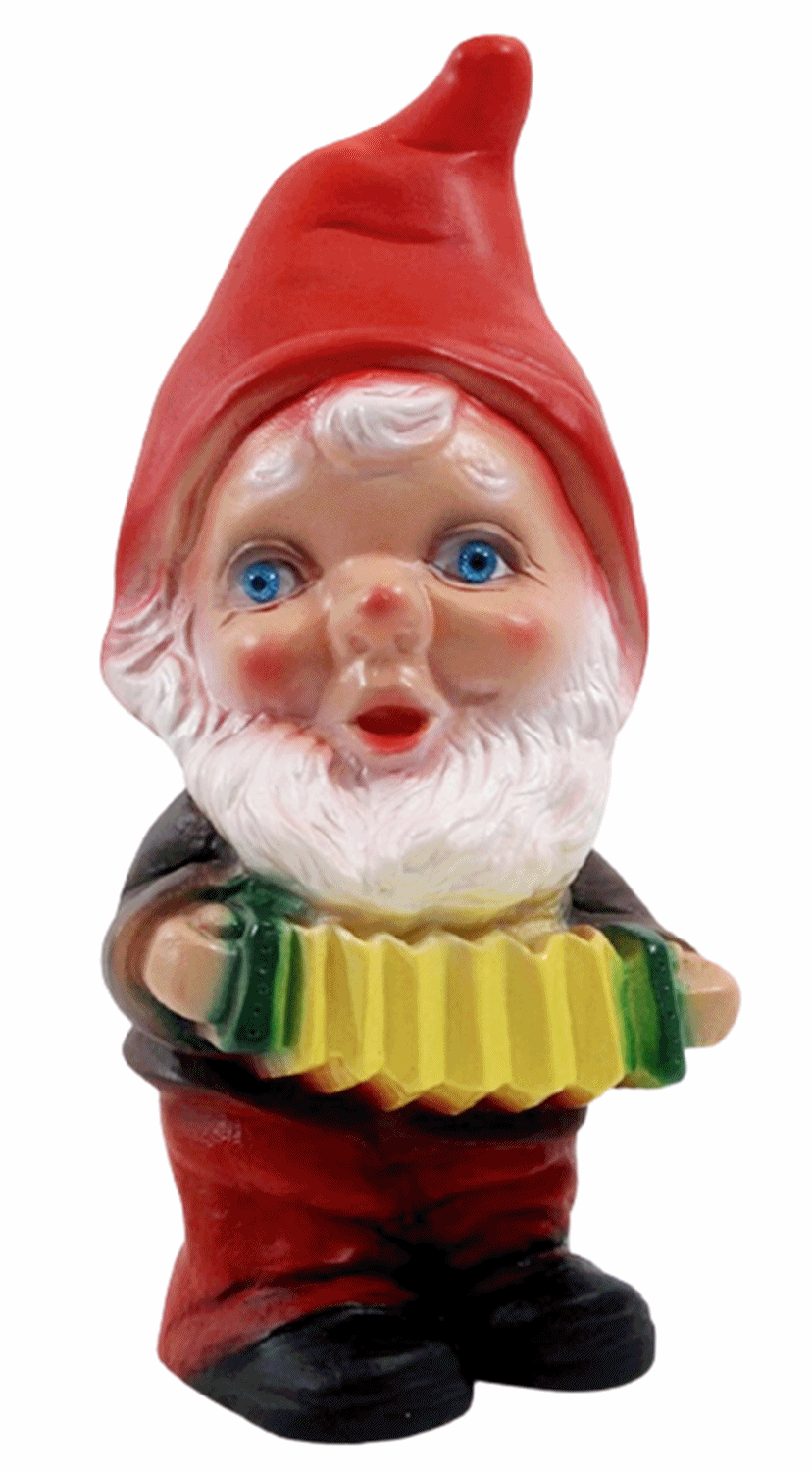 Deko Figur Zwerg H 19 cm Gartenzwerg Musiker mit Harmonika stehend Gartenfigur aus Kunststoff