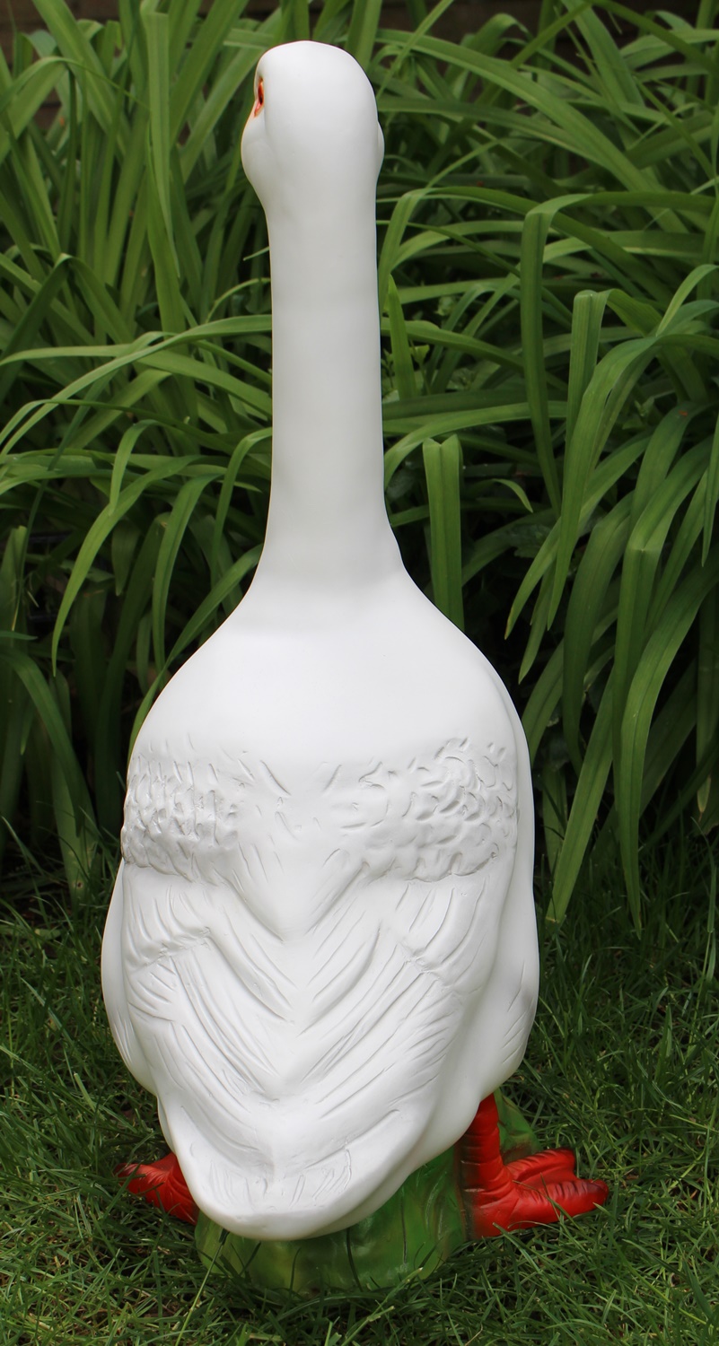 Deko Garten Figur Dekofigur Gartenfigur Tierfigur große weiße Gans stehend aus Kunststoff Höhe 60 cm