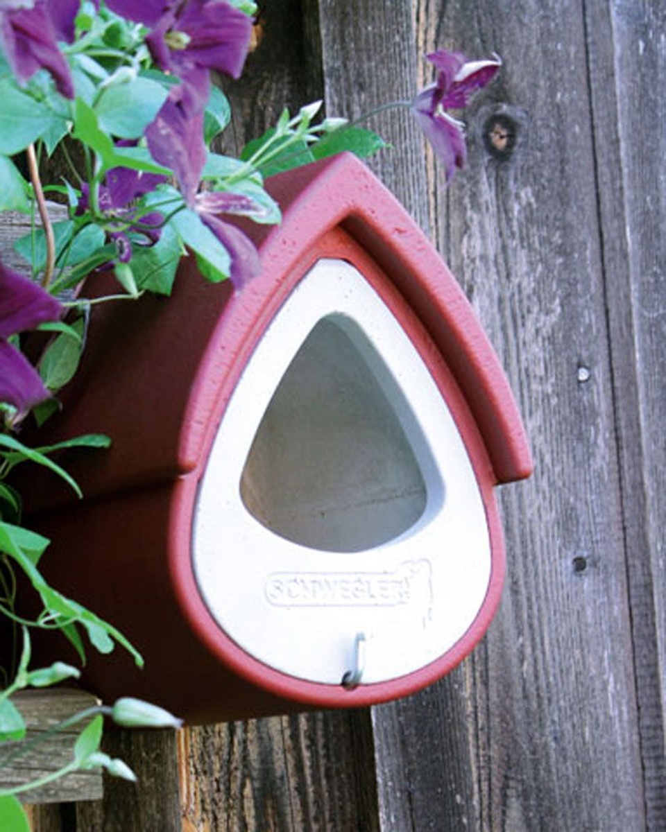 Naturschutzprodukt Nistkasten Vogelnisthöhle Halbhöhle 2MR zur Wandmontage rot-grau