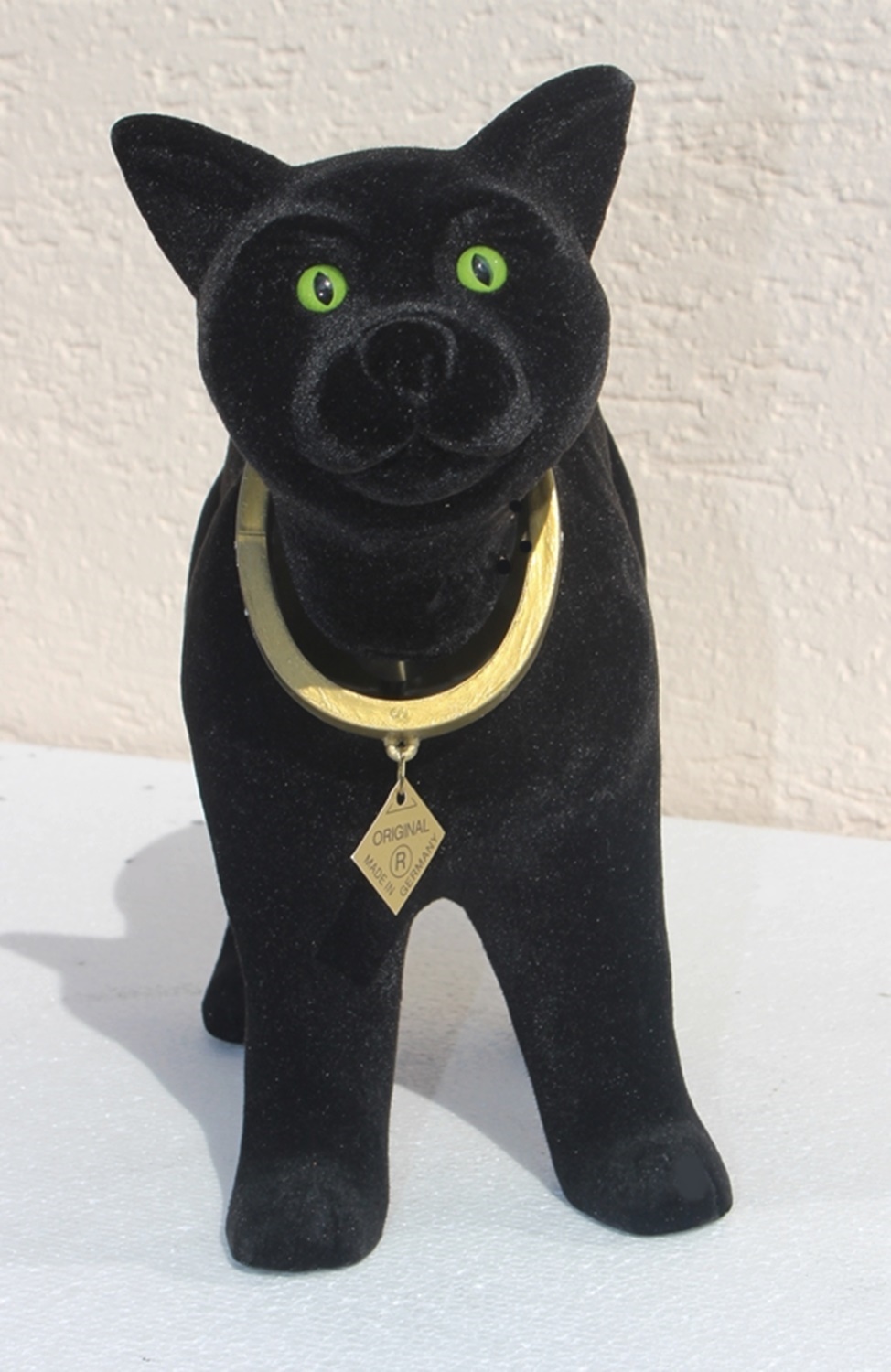 Wackel Figur Katze schwarz groß Wackelfigur H 23 cm stehend Dekofigur mit Wackelkopf