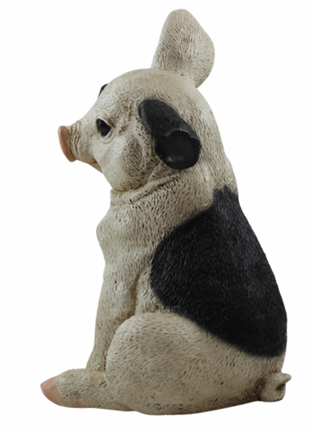 Figur Schwein Ferkel sitzend nach unten schauend gefleckt Kollektion Castagna aus Resin H 22 cm