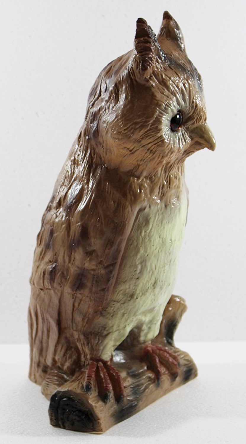Deko Garten Figur Dekofigur Gartenfigur Tierfigur Eule sitzend auf Baumzweig aus Kunststoff H 31 cm