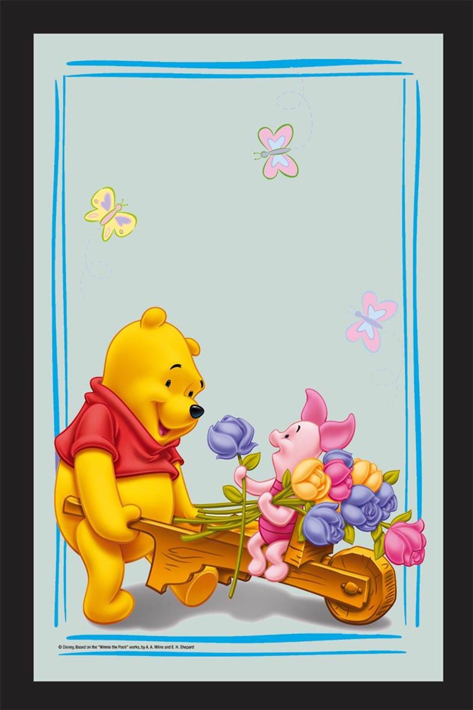 Set: 2 Spiegelbilder Winnie Pooh Kinderzimmer Deko 30x20 cm Wandbilder Hinterglasdruck mit Rahmen