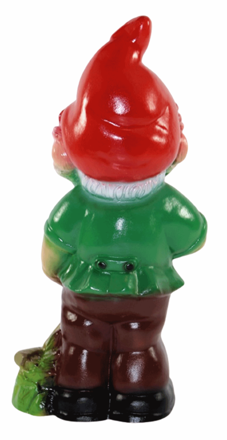 Deko Figur Zwerg H 29 cm Gartenzwerg mit Rechen stehend Gartenfigur aus Kunststoff