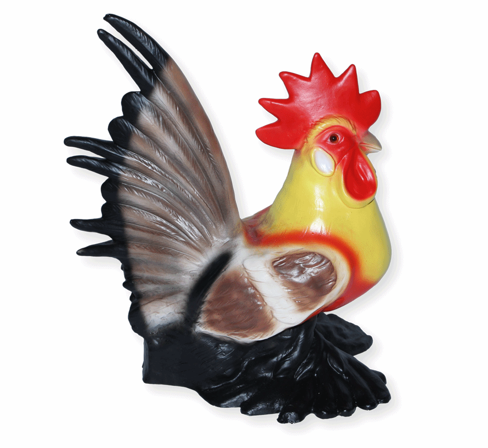 Deko Garten Figur Dekofigur Gartenfigur Tierfigur bunter Hahn stehend aus Kunststoff Höhe 30 cm