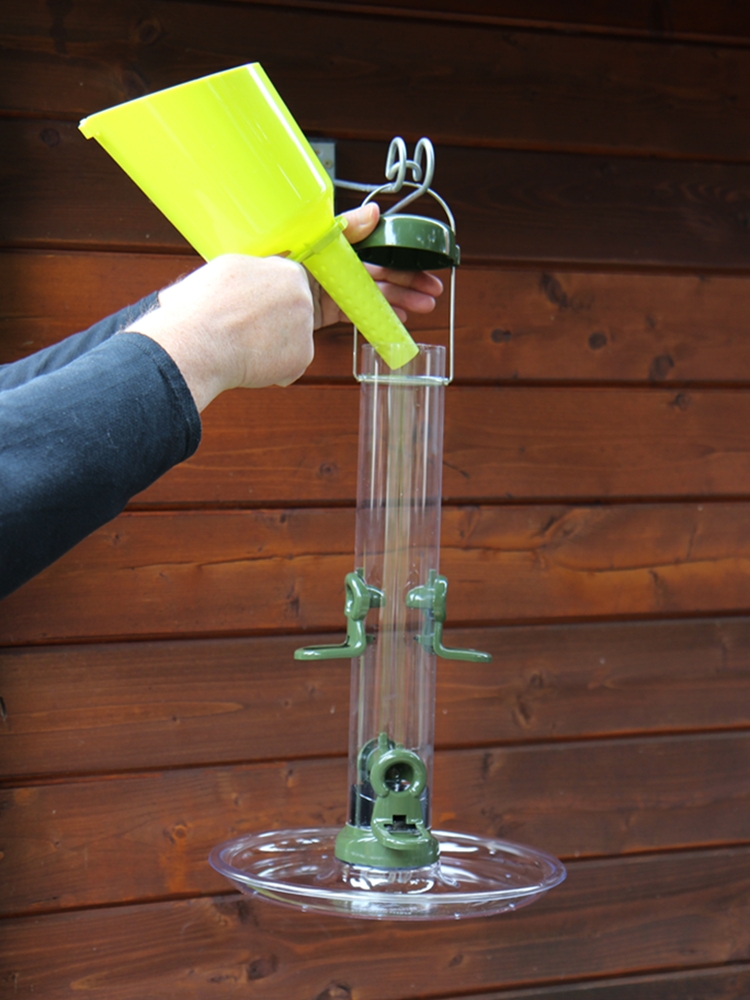 Futtersäule Ring-Pull midi mit T-Träger, Futterteller und Fülltrichter Vogelfutterspender wetterfest