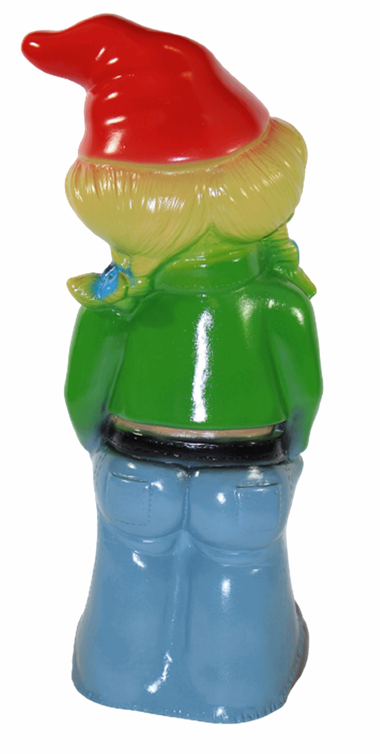 Gartenzwerg Deko Garten Figur Zwerg Zwergenfrau stehend Cool aus Kunststoff H 32 cm