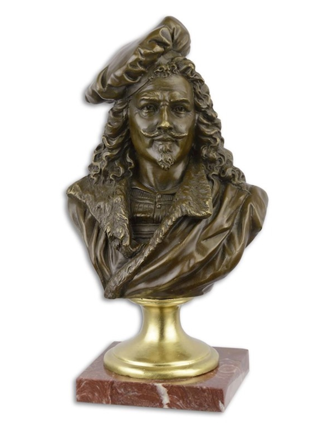 Bronzefigur Bronzeskulptur Bronze Rembrandt van Rijn Büste auf Marmorsockel H 28 cm Skulptur